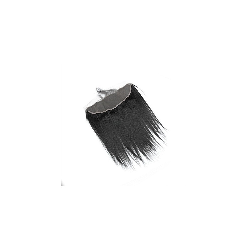 Unisex Black Silky Straight Brazilian Human Hair Lace Frontal 13X4 Swiss Lace 18 Inch Natural Remy Virgin Closure