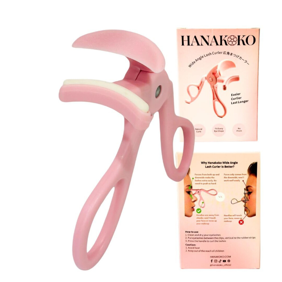 Wide Angle Eyelash Curler with Ergonomic Grip for All Eye Shapes and Lasting No Pinch Curl