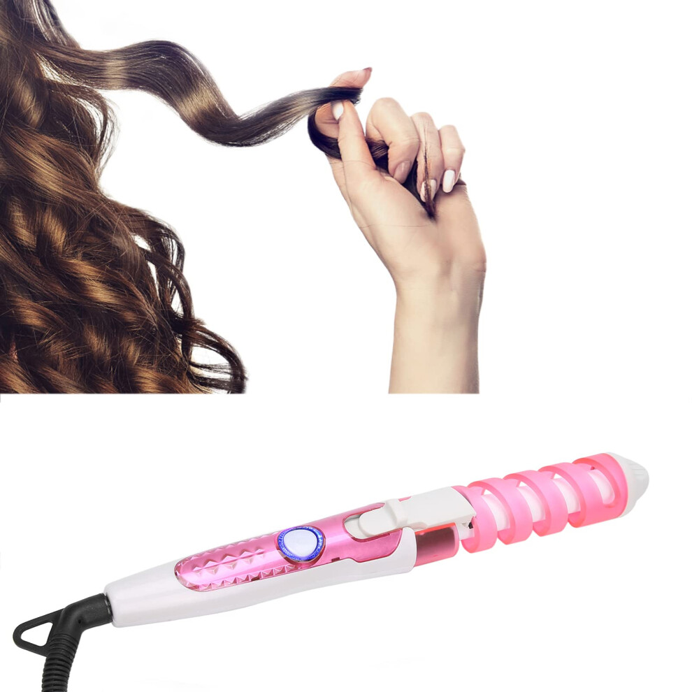 2 in 1 Curling Iron and Hair Straightener, Fast 20s HeatUp, Negative Ion, Spiral Design, US Plug