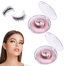 2 Pairs Self Adhesive Eyelashes, Pre Glued False Lashes, Reusable Up to 25 Times, Natural Look