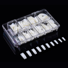 500pcs French Squoval Fake Nail Tips Set Natural Color False Nails Ten Sizes with Storage Box
