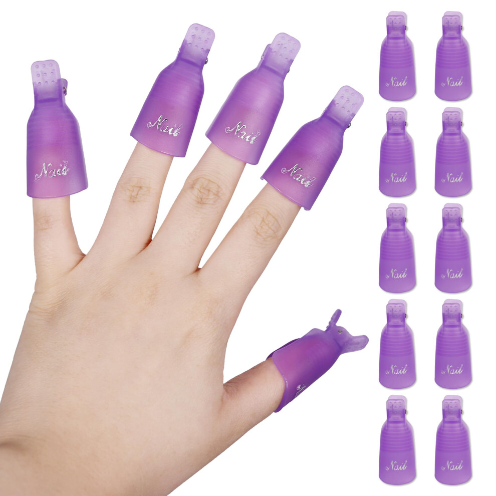 Purple Nail Soak Off Clips Set Reusable Snapon Gel Polish Remover Tools For Mess Nail Removal 10Pcs