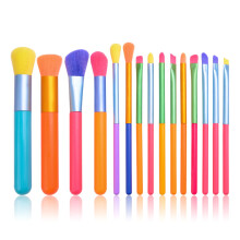 Makeup Brush Set 15pcs Colorful Synthetic Fiber Professional Face and Eye Kit for Travel