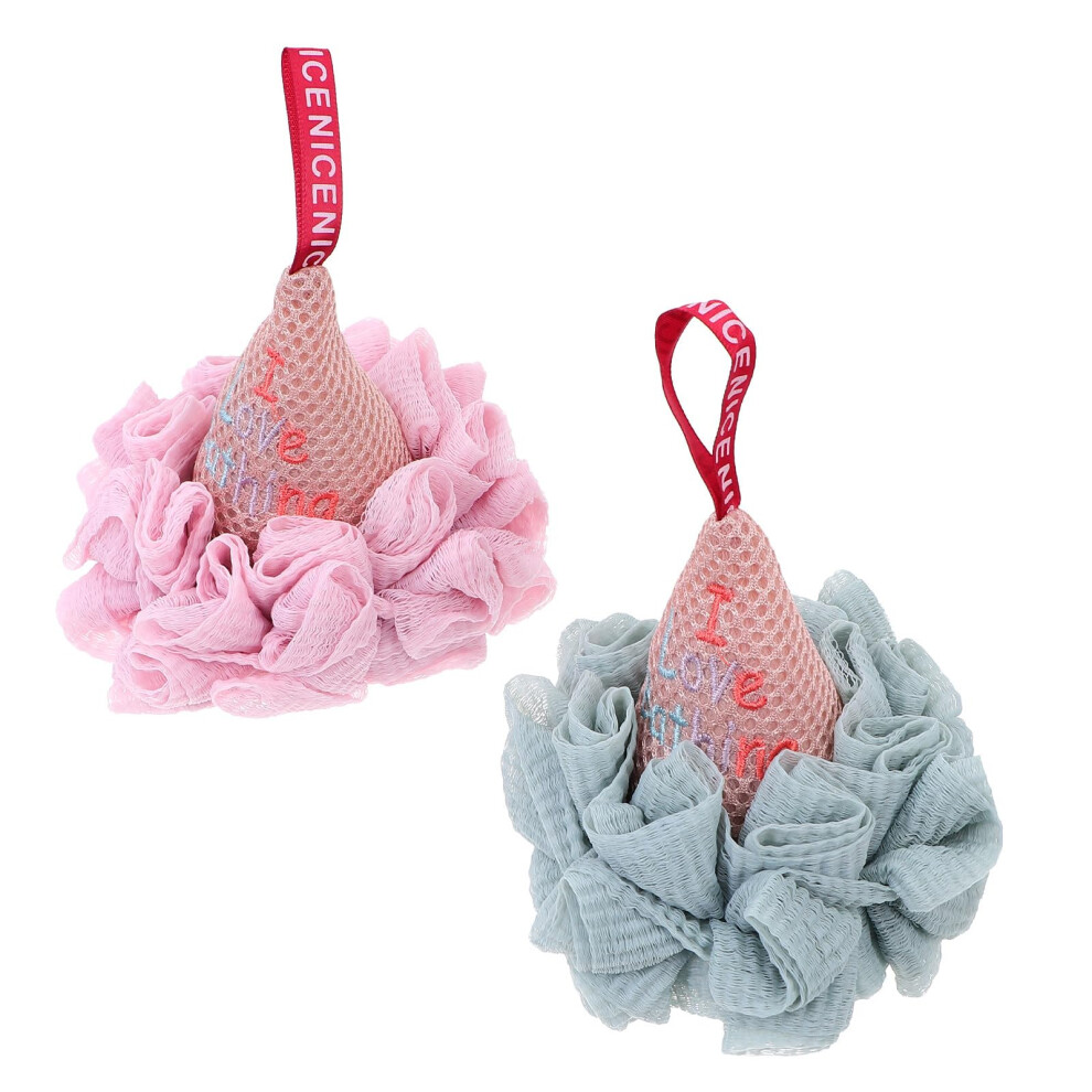 Bath Shower Pouf Soft Mesh Loofah for Gentle Skin Exfoliation and Rich Foam with Hanging Rope