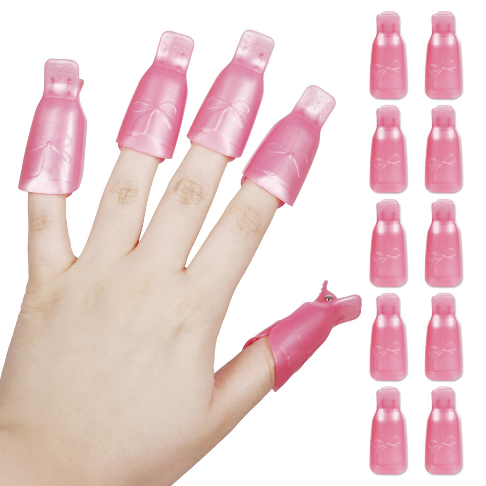 10Pcs Pink Nail Polish Remover Clips Reusable Gel Polish Soak Off Caps for Salon Use