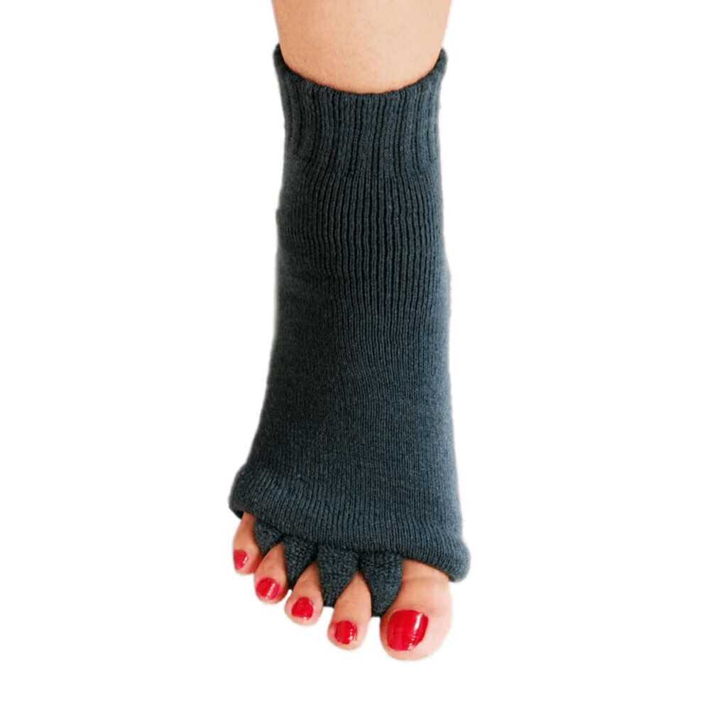 Black Toe Separator Socks For Toe Alignment And Foot Pain Relief Breathable Cotton