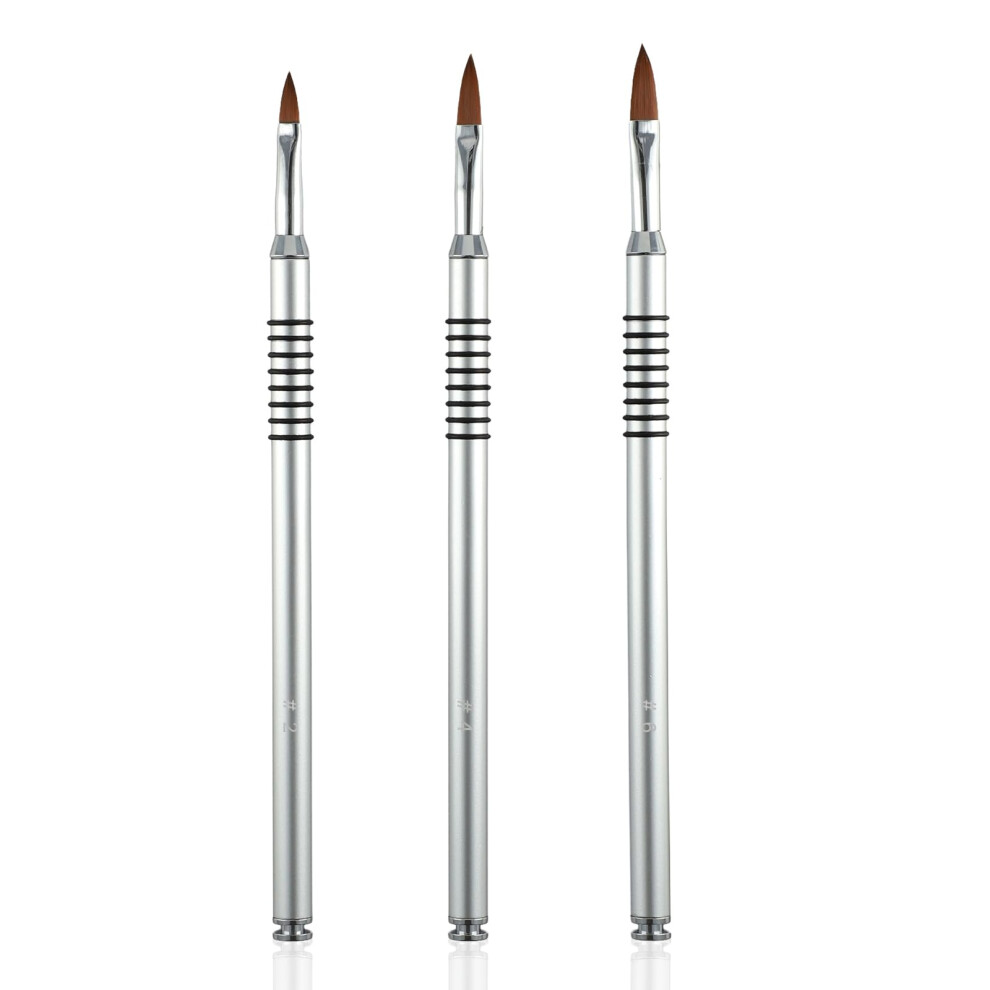 Kolinsky Acrylic Nail Brush Set 3 Pack with Precision Bristles and NonSlip Handle Size 2 4 6