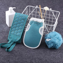 Bath Sponge Set with Exfoliating Towel, Blue Scrubber for Deep Pore Cleansing and Gentle Massage