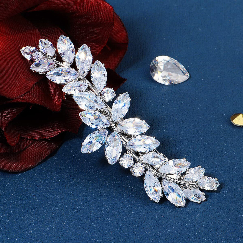 Bridal Hair Comb with Sparkling Zircon and Crystal Rhinestones, Elegant Silver Wedding Hair Accessory for Bride