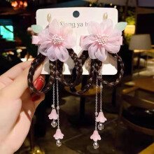 Chinese Year Hair Clips for Kids with Tassel and Floral Design, Traditional Hair Accessories