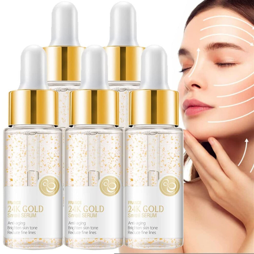 Gold 24K Snail Anti Aging Facial Serum 5Pcs With Hyaluronic Acid For Wrinkle And Hydration