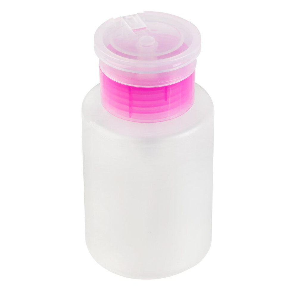 Nail Polish Remover Pump Bottle with Pink Lid, Acetone Resistant Dispenser for Salon Use