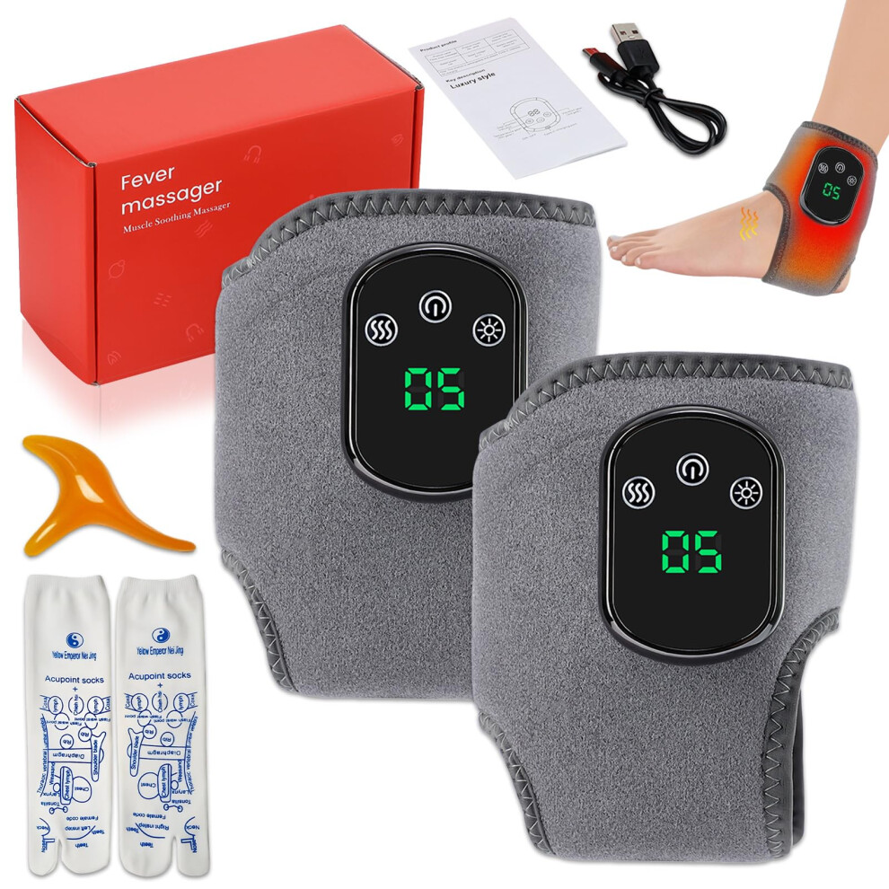 Heated Foot Massager with Vibration and 5 Heat Levels, Rechargeable Wrap for Foot Pain Relief, 2PCS
