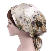 Silk Sleep Cap for Women with Scarf, Satin Hair Bonnet Turban Head Wrap for Sleeping