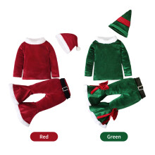 Conjunto de Papá Noel para niñas de terciopelo coral rojo 80yd 1-7 años