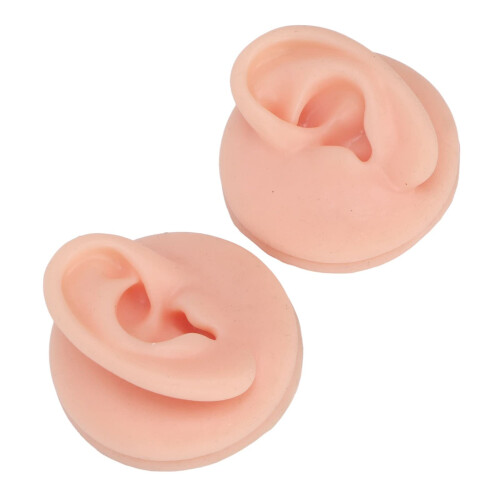 Ear Piercing Practice Model with Soft Silicone Realistic Ear and Acrylic Bracket Light Skin