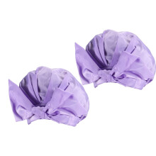 2Pcs Waterproof Satin Lined Shower Caps for Women with Elastic Band and Elegant Bowknot Design