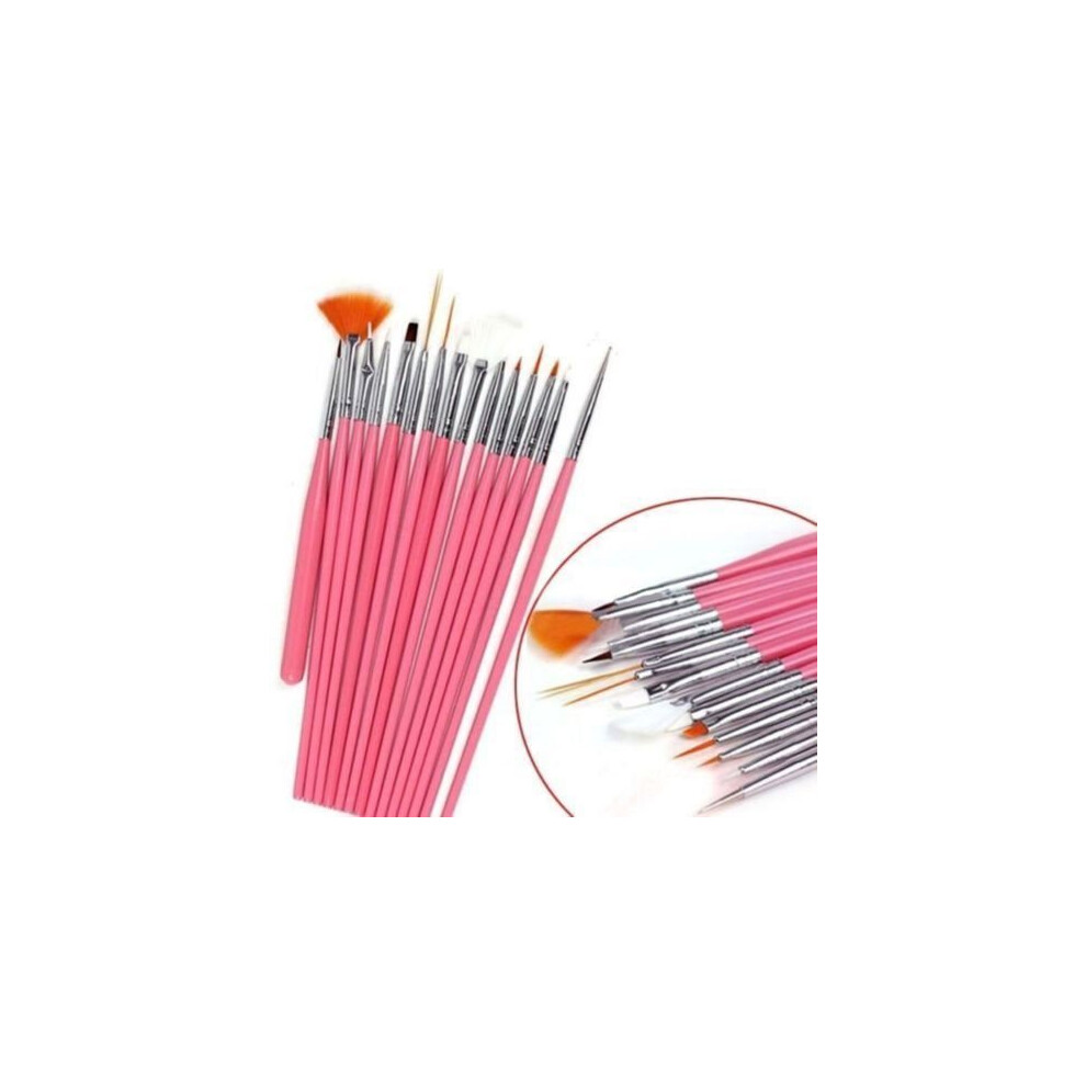 Pink 15ÂPiece Nail Art Brush And Pen Set Professional Tools For Detailed Painting And Dotting