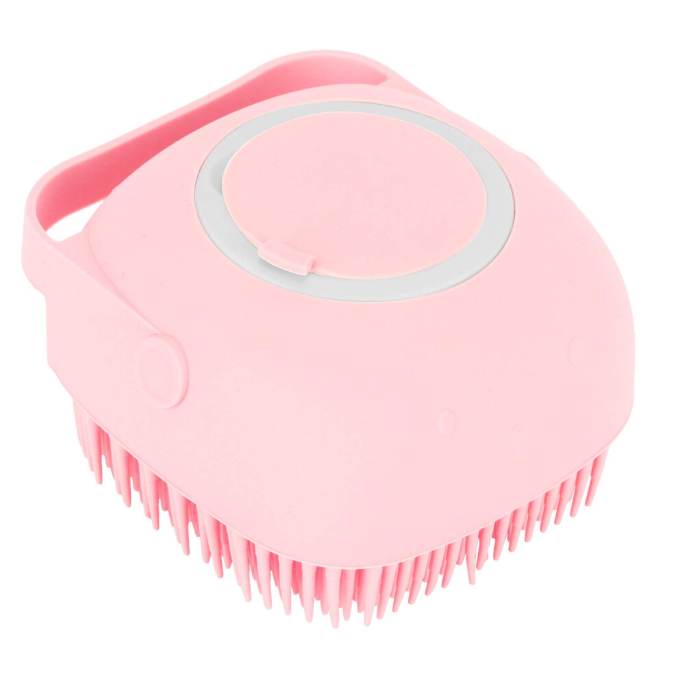 Pink Silicone Scalp Massager With Shampoo Dispenser, Soft Bristle Shower Hair Washing Brush 80Ml