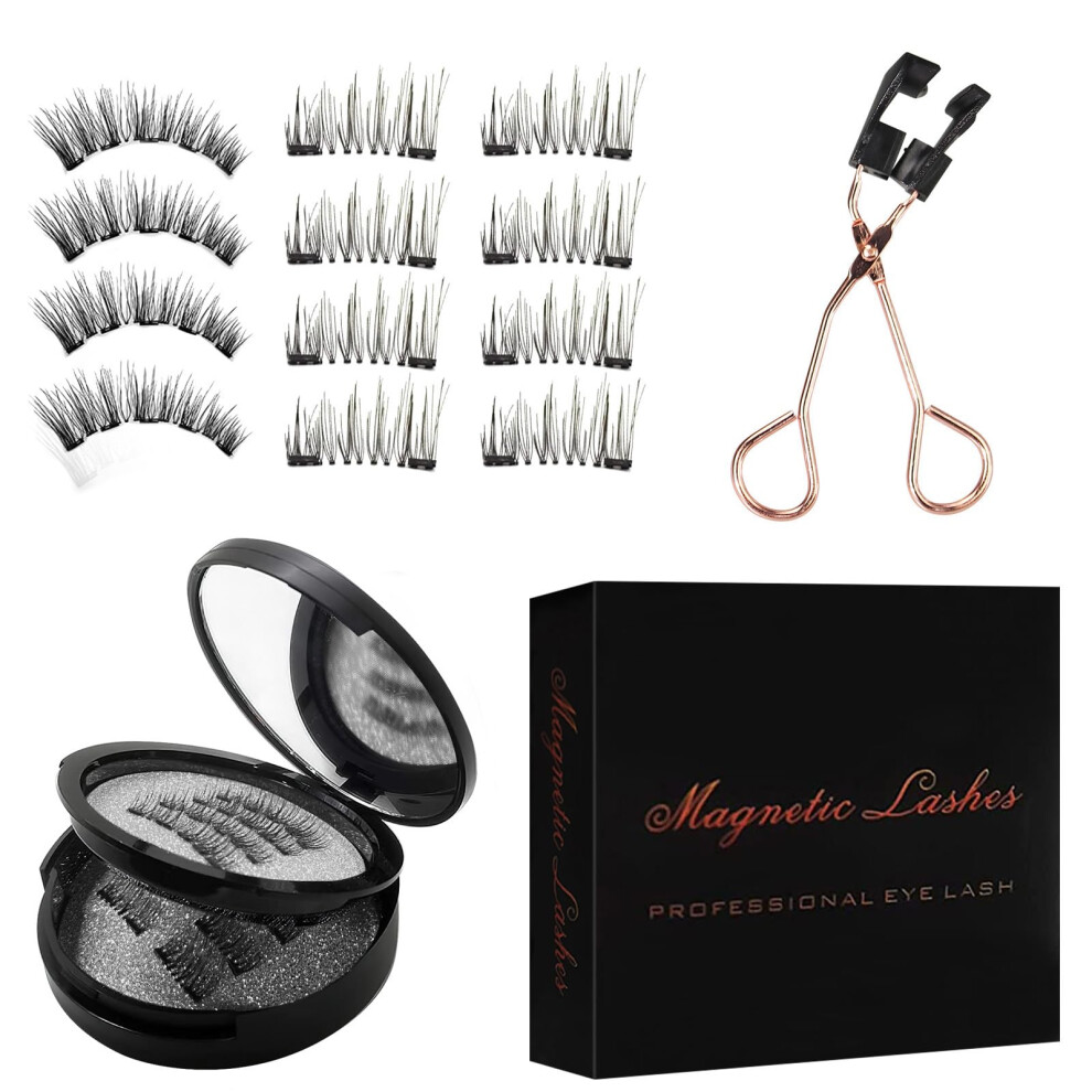 Magnetic Eyelashes with Applicator, Natural 3D Lash Effect, Glue Waterproof Reusable Design
