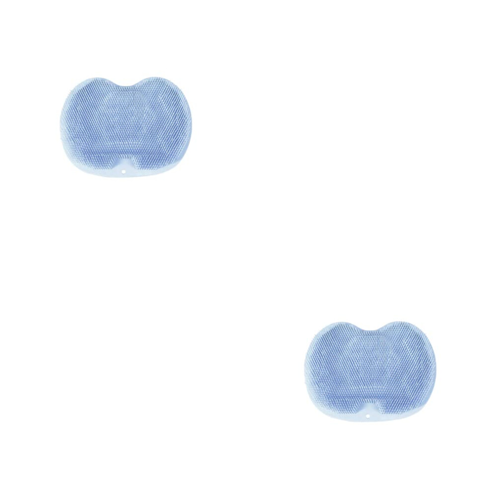 Blue Shower Foot Scrubber Silicone Bath Massage Pad With Suction Cups For Feet And Back, 2 Pack