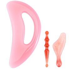 Gua Sha Tool Natural Resin Lymphatic Drainage Massager for Cellulite Relief Face Back Neck Legs Pink