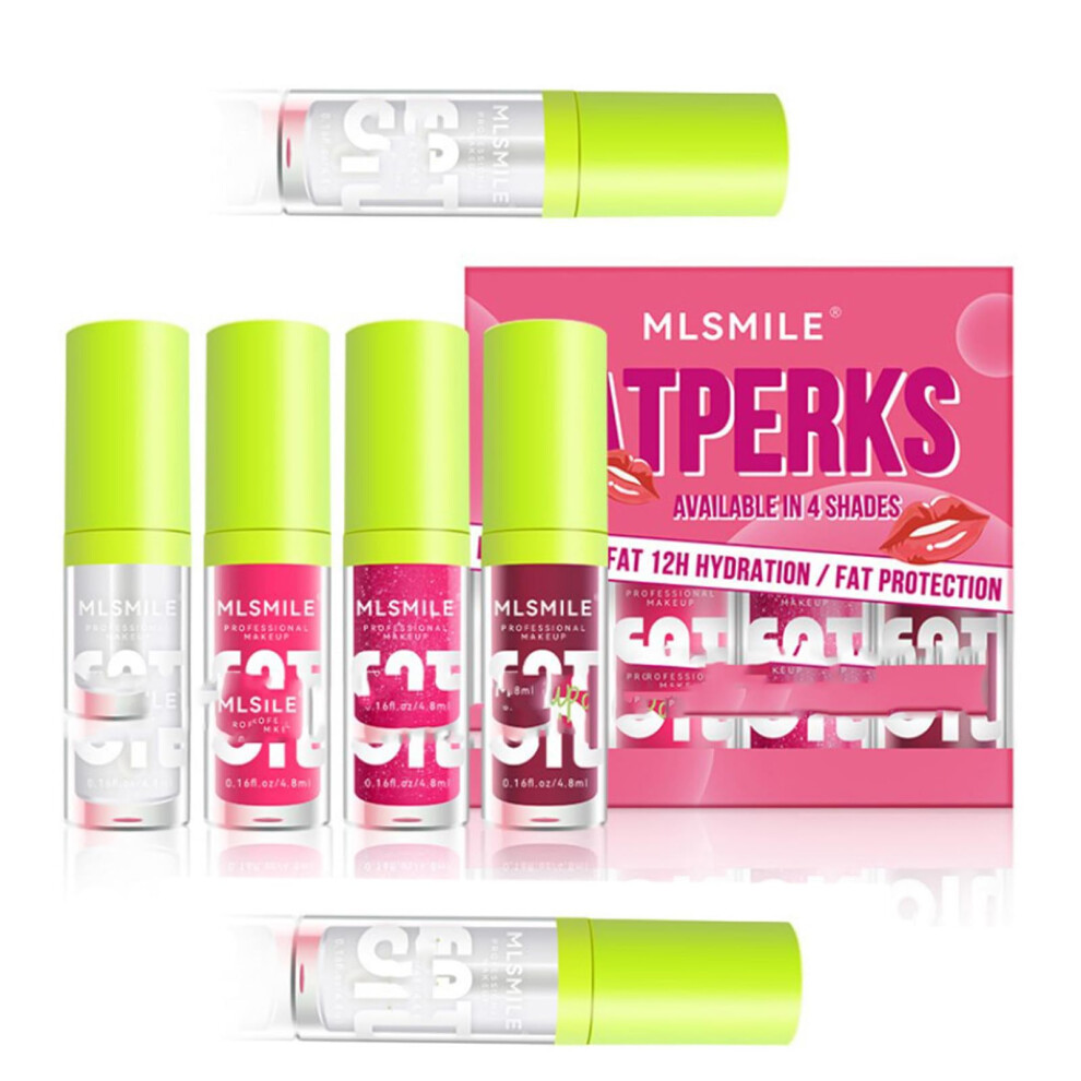 Hydrating Tinted Lip Oil Gloss Set for Women, Plumping NonSticky Formula, LongLasting Shine