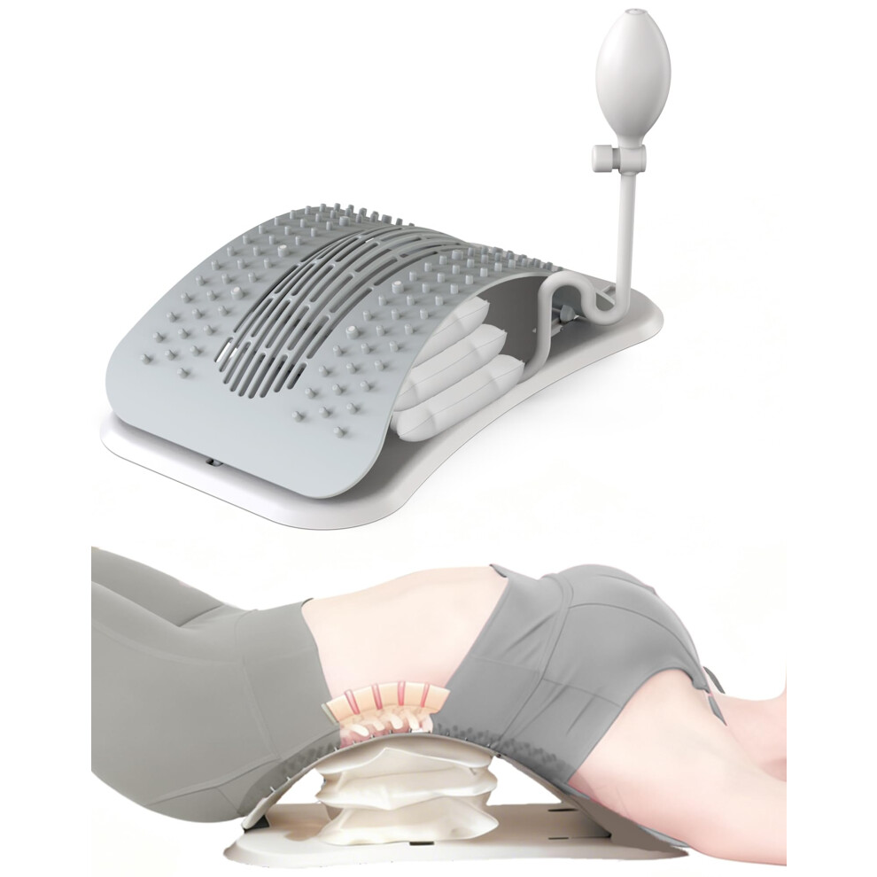 Adjustable Back Stretcher with Acupressure Nodes for Lower Back Pain Relief and Lumbar Support