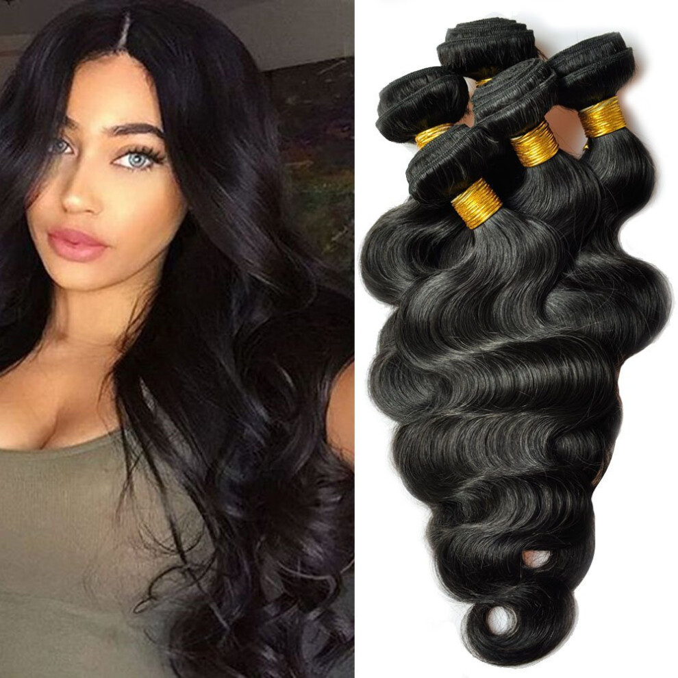 Brazilian Body Wave Hair Extensions 4 Bundles 7A Grade 100% Human Hair Natural Color 18â24 Inch