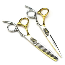 6 Inch Professional Hair Cutting Scissors, Gold Stainless Steel Barber Shears with Razor Edge