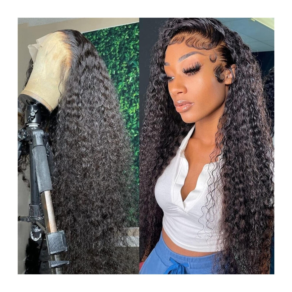 Unisex Human Hair Lace Front Wig 13X6 Hd Transparent Lace Brazilian Deep Wave 250 Density Glueless