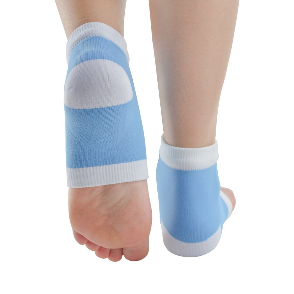 Blue Silicone Gel Heel Socks Moisturizing Sleeves For Cracked Heels And Dry Feet Pain Relief 1 Pair