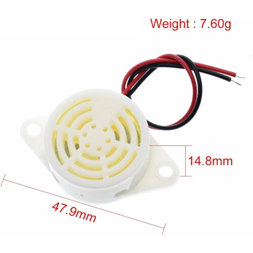 12V Decibel Electronic Buzzer Alarm with Continuous Beep and Dual Tone Output – White 2