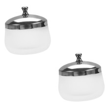 2pcs Frosted Glass Nail Liquid Dappen Dish with Lid for Acrylic Powder Mixing and Brush Cleaning