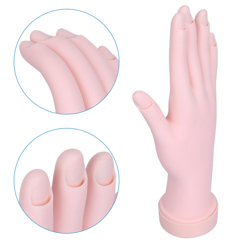 Practice Nail Hand with Realistic Finger Movement, Adjustable Clamp, Soft Flexible Fake Mannequin Hand for Acrylic and Gel Nail Training (Milky)