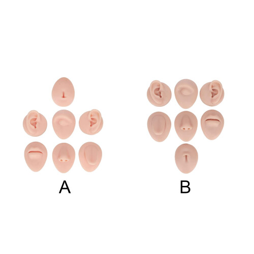 Piercing Practice Model with Realistic Skin Simulation, Reusable Soft Silicone Training Pad Set 2