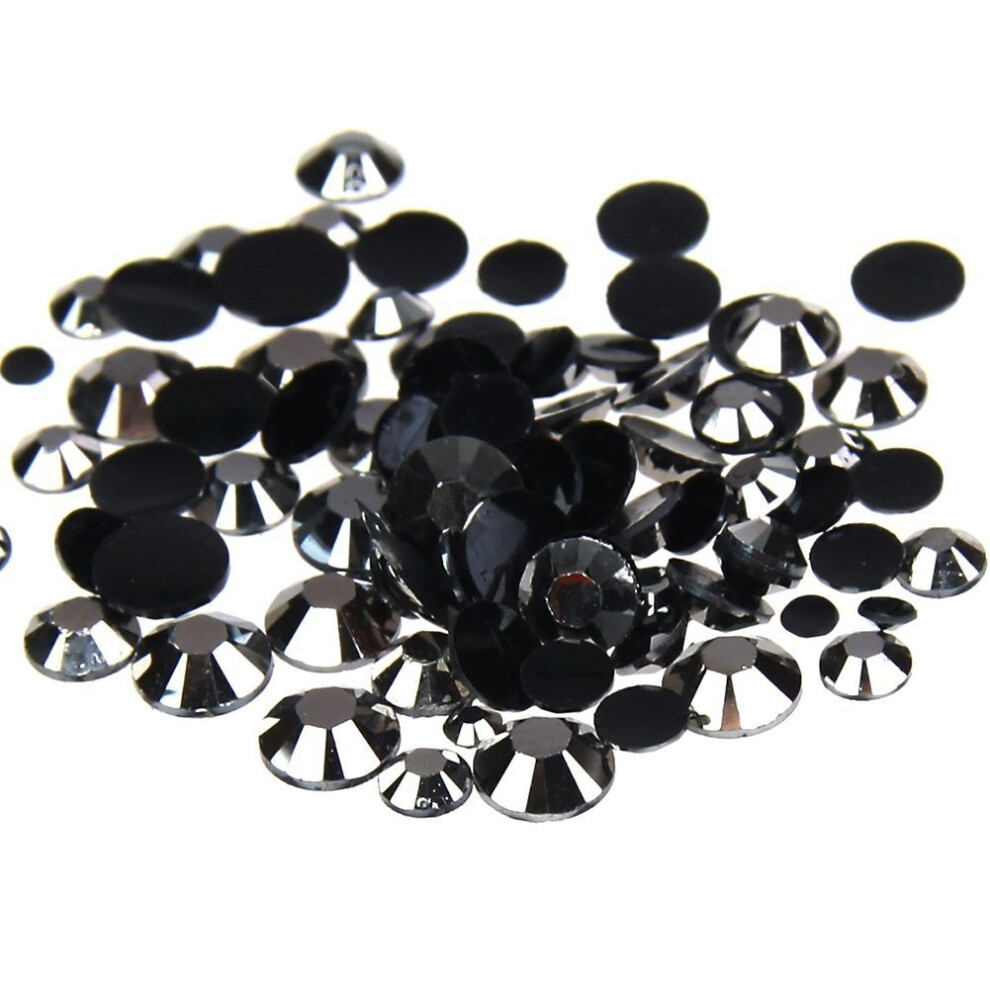 5mm Hematite Resin Rhinestones for Nail Art Decorations, Flat Back Non Hotfix, LongLasting Shine 1000pcs