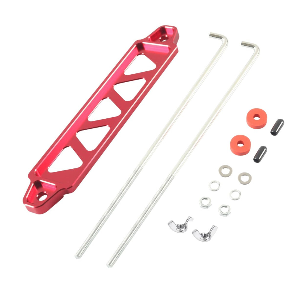 Car Battery Hold Down Kit With Aluminum Alloy Bracket And J Bolts, Universal Fit For Most Vehicles, Red 9455672041836
