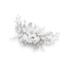 Wedding Hair Accessories Rhinestone and Pearl Bridal Hair Comb Elegant Floral Silver Hair Piece