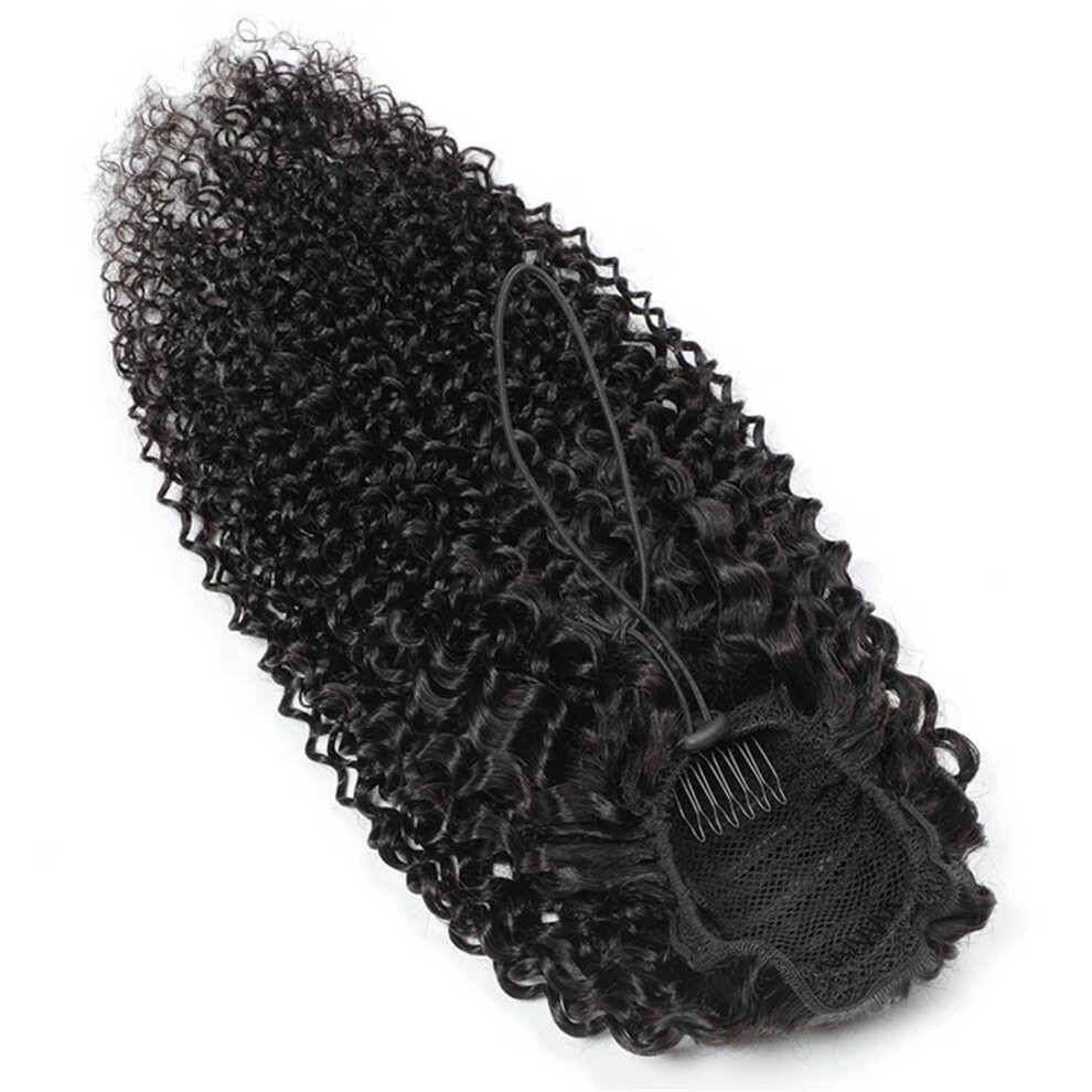 Unisex 20 Inch Brazilian Curly Human Hair Ponytail Extension Natural Color Remy Hair For Women