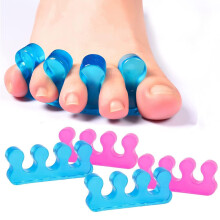 Toe Separators 4 Pack Gel Toe Spacers for Bunions Foot Pain Relief Pink and Blue Reusable