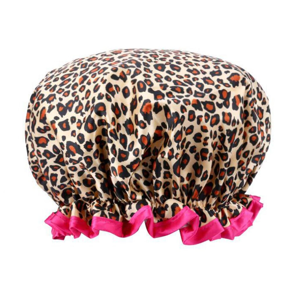 Silk Hair Bonnet for Sleeping Women Leopard Print, Frizz Reduction Night Cap for Curly Hair