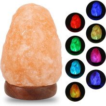 Pink Himalayan Salt Lamp 6' Hand Carved Crystal with Wooden Base for Air Purification and Warm Glow