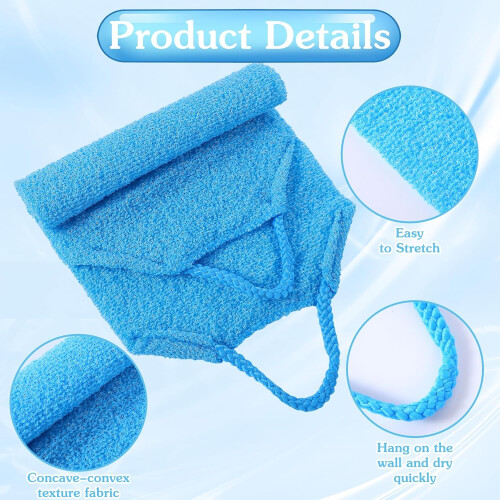 Back Scrubber Towel with Handles for Gentle Deep Exfoliation and Full Back Coverage, 4 Pcs Nylon 1