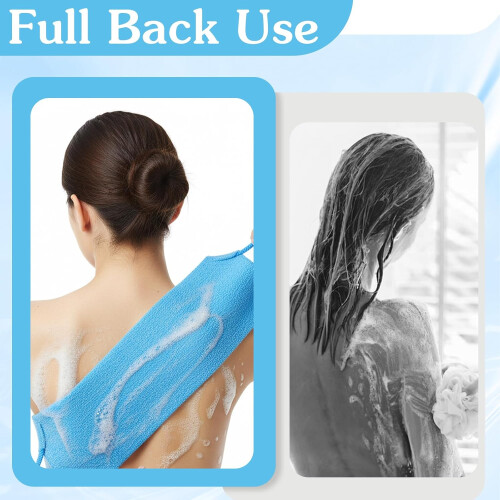 Back Scrubber Towel with Handles for Gentle Deep Exfoliation and Full Back Coverage, 4 Pcs Nylon 2