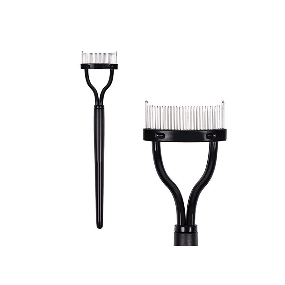 Black Stainless Steel Eyelash Comb Mascara Separator With Cover For Precise Lash Separation