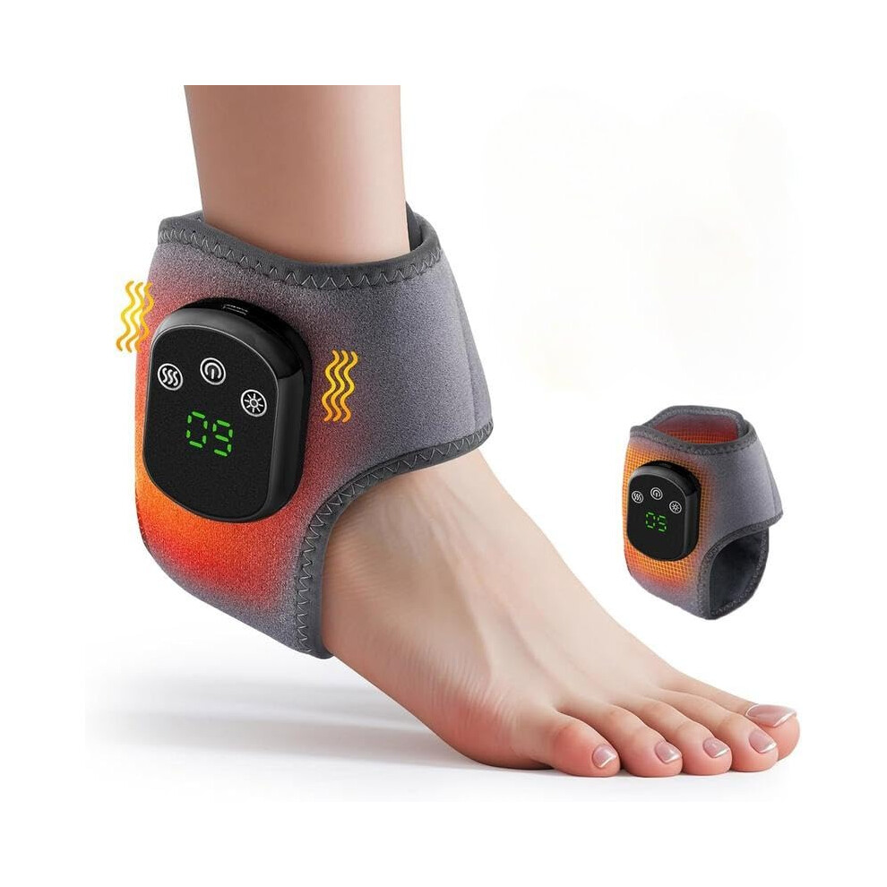 Foot and Ankle Massager with Heat and Vibration Therapy, Wireless Heated Wrap for Pain Relief at Home