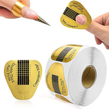 500pcs Roll Golden Nail Forms Stickers for Acrylic Nail Extension with Numbered Length Guides