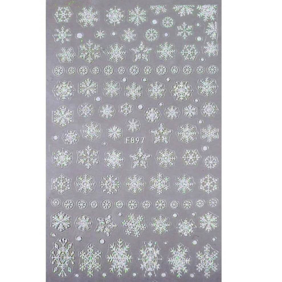 Christmas Nail Stickers with Festive Snowflake Designs for Holiday Manicure White Decals A04