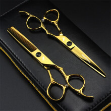 6 Inch Gold Professional Hair Cutting Scissors Set with UltraSharp Blade and Ergonomic Grip